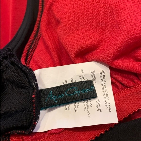 NWOT Aqua Green Colorblock One Piece Bathing Suit, Red/Black M - Picture 4 of 5